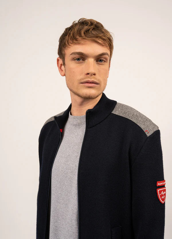 Veste Sérac Arpin en laine zippée Saint James Homme - Navy