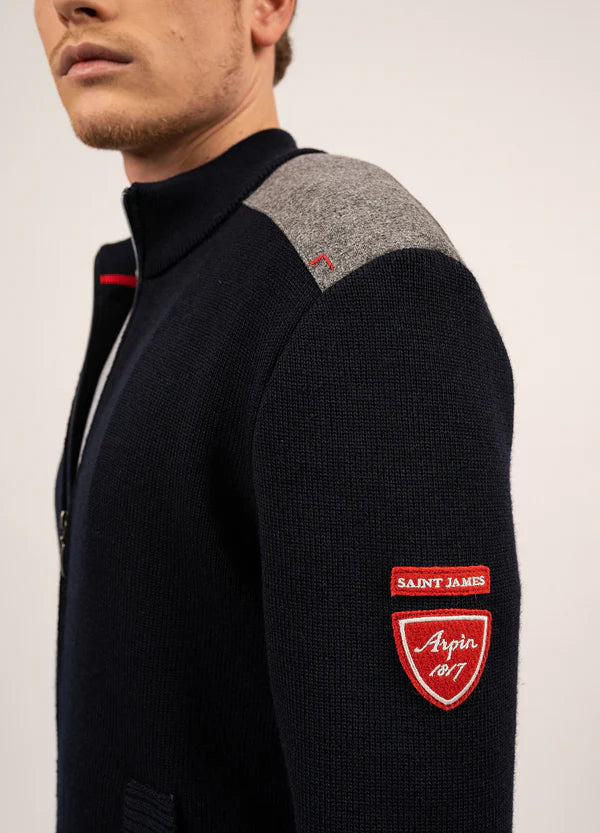 Veste Sérac Arpin en laine zippée Saint James Homme - Navy