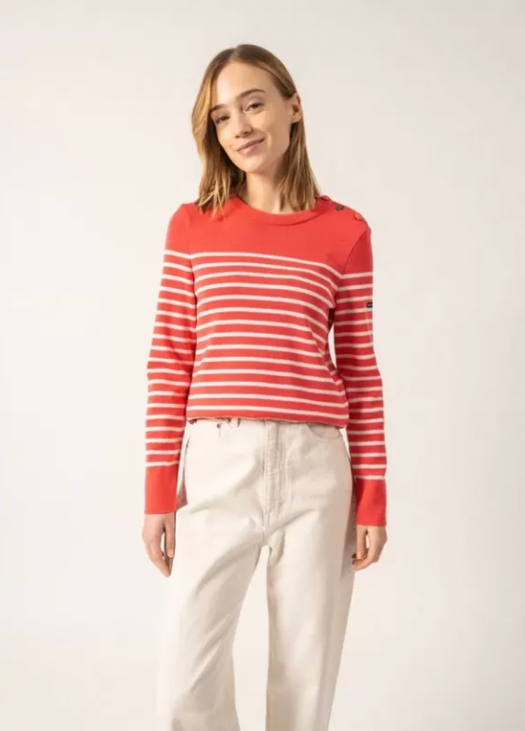 Pull marin Saint James Bregançon Rayé - Doly/Blanc