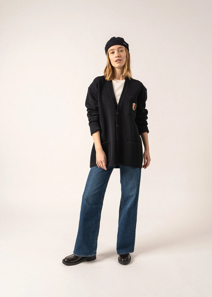 Cardigan Yachting Réédit Saint James en laine - Navy