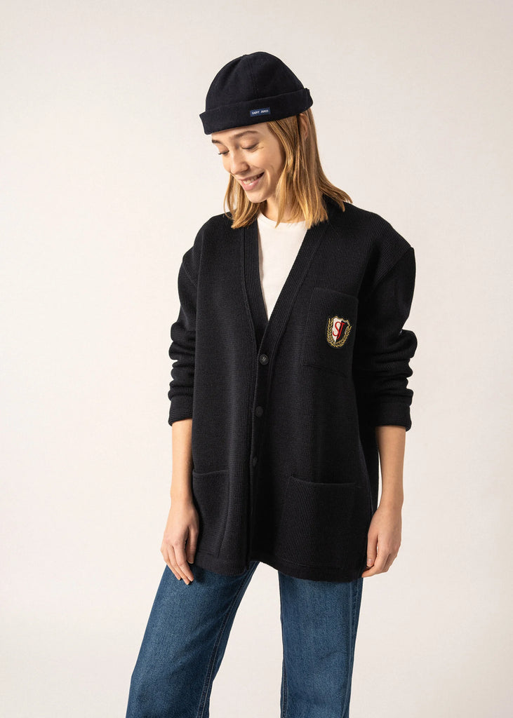 Cardigan Yachting Réédit Saint James en laine - Navy